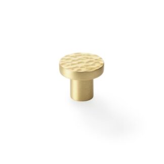 Alexander & Wilks AW820-30-SB Hanover Hammered Cupboard Knob - Satin Brass 30mm (LEAD TIME: 2-3 DAYS)