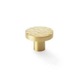 Alexander & Wilks AW820-38-SB Hanover Hammered Cupboard Knob - Satin Brass 38mm (LEAD TIME: 2-3 DAYS)