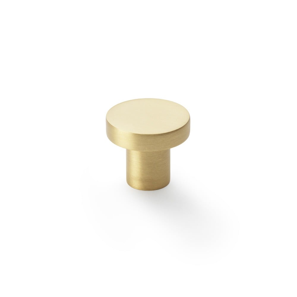 Alexander & Wilks AW821-30-SB Hanover Plain Cupboard Knob - Satin Brass Knob 30mm (LEAD TIME: 2-3 DAYS)