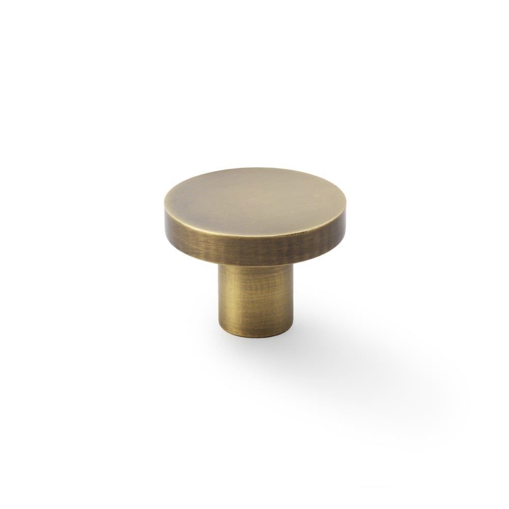 Alexander & Wilks AW821-38-AB Hanover Plain Cupboard Knob - Antique Brass Knob 38mm (LEAD TIME: 2-3 DAYS)
