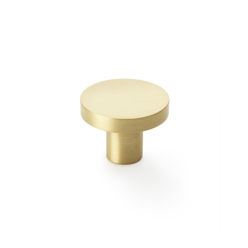 Alexander & Wilks AW821-38-SB Hanover Plain Cupboard Knob - Satin Brass Knob 38mm (LEAD TIME: 2-3 DAYS)