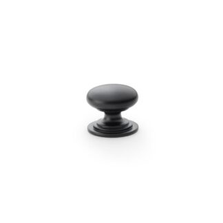 Alexander & Wilks AW825-25-BL Waltz Round Cupboard Knob On Stepped Rose Black Knob 25mm (LEAD TIME: 2-3 DAYS)