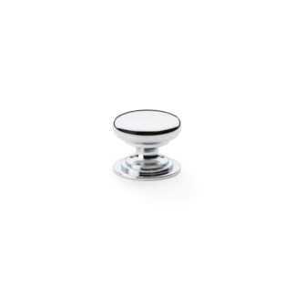 Alexander & Wilks AW825-25-PC Waltz Round Cupboard Knob On Stepped Rose - Polished Chrome Knob 25mm (LEAD TIME: 2-3 DAYS)