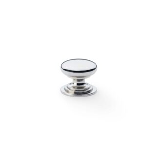 Alexander & Wilks AW825-25-PN Waltz Round Cupboard Knob On Stepped Rose - Polished Nickel Knob 25mm (LEAD TIME: 2-3 DAYS)