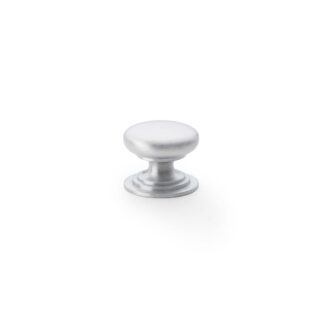 Alexander & Wilks AW825-25-SC Waltz Round Cupboard Knob On Stepped Rose - Satin Chrome Knob 25mm (LEAD TIME: 2-3 DAYS)