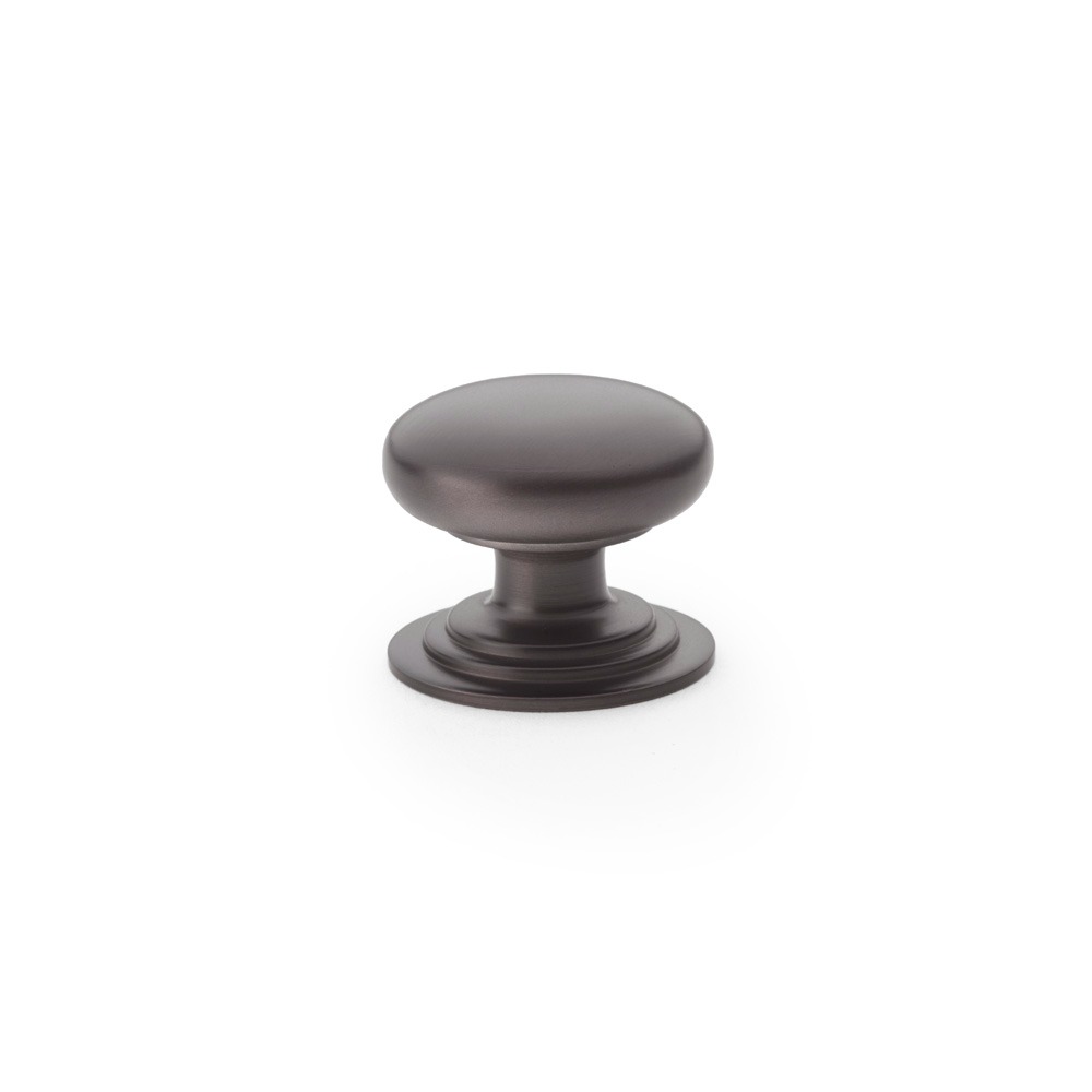 Alexander & Wilks AW825-32-DBZ Waltz Round Cupboard Knob On Stepped Rose - Dark Bronze Knob 32mm (LEAD TIME: 2-3 DAYS)