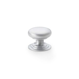 Alexander & Wilks AW825-32-SC Waltz Round Cupboard Knob On Stepped Rose - Satin Chrome Knob 32mm (LEAD TIME: 2-3 DAYS)