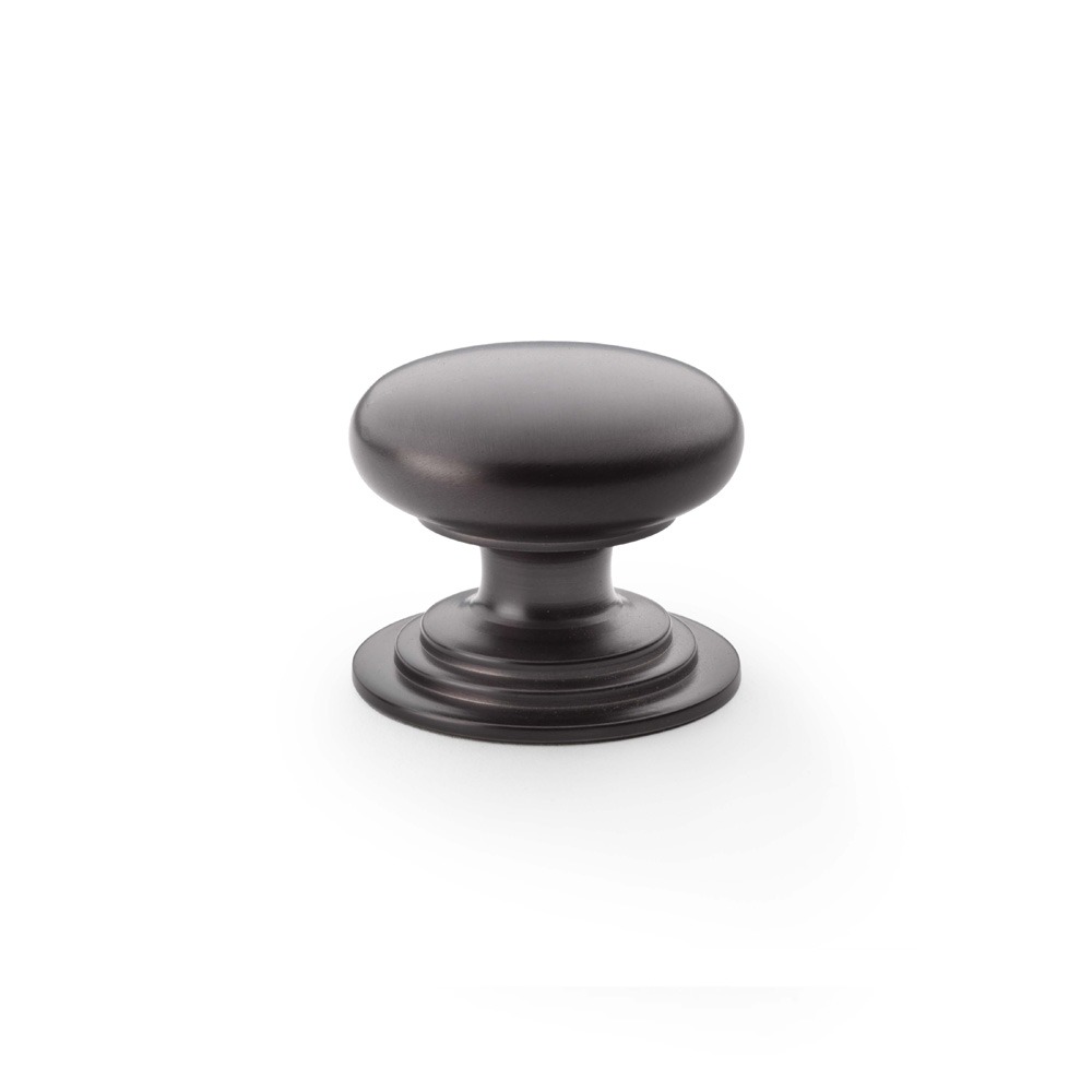 Alexander & Wilks AW825-38-DBZ Waltz Round Cupboard Knob On Stepped Rose - Dark Bronze Knob 38mm (LEAD TIME: 2-3 DAYS)