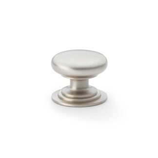 Alexander & Wilks AW825-38-SN Waltz Round Cupboard Knob On Stepped Rose - Satin Nickel Knob 38mm (LEAD TIME: 2-3 DAYS)