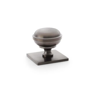 Alexander & Wilks AW826-34-DBZPVD Quantock Cupboard Knob On Square Backplate - Dark Bronze PVD (LEAD TIME: 2-3 DAYS)