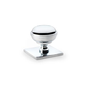 Alexander & Wilks AW826-34-PC Quantock Cupboard Knob On Square Backplate - Polished Chrome (LEAD TIME: 2-3 DAYS)