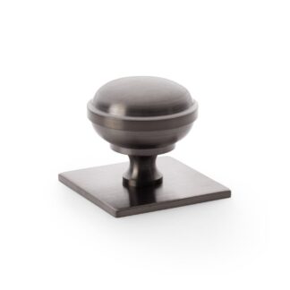 Alexander & Wilks AW826-38-DBZPVD Quantock Cupboard Knob On Square Backplate - Dark Bronze PVD 38mm (LEAD TIME: 2-3 DAYS)