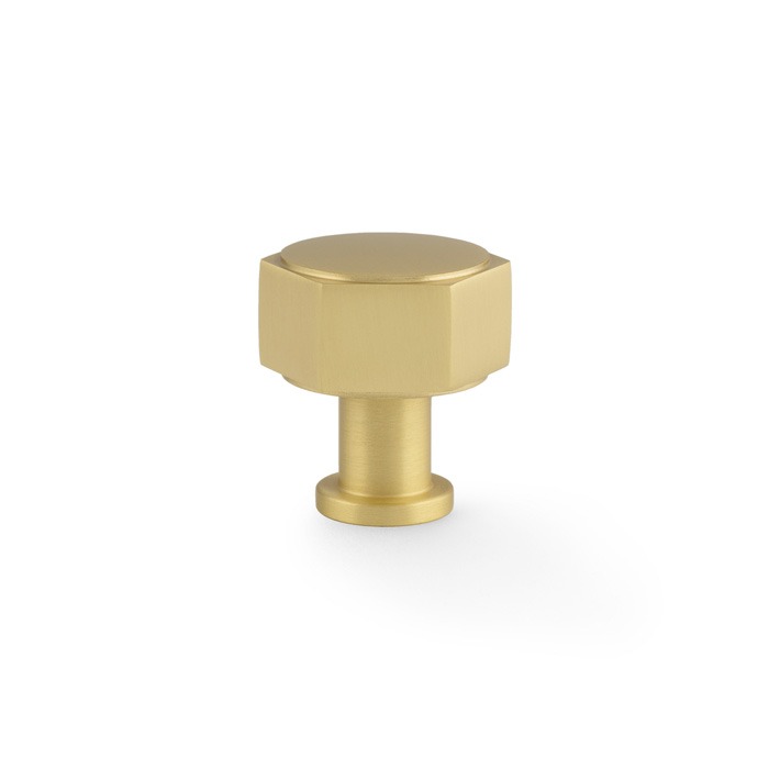 Alexander & Wilks AW828-33-SB Vesper Hex Cabinet Knob - Satin Brass (LEAD TIME: 2-3 DAYS)