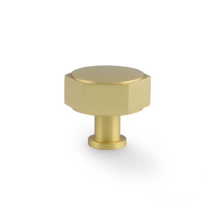 Alexander & Wilks AW828-40-SB Vesper Hex Cabinet Knob - Satin Brass (LEAD TIME: 2-3 DAYS)
