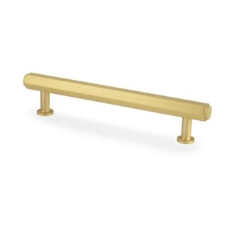 Alexander & Wilks AW830-128-SB Vesper Hex T Bar Cabinet Pull - Satin Brass 128mm C/C (LEAD TIME: 2-3 DAYS)