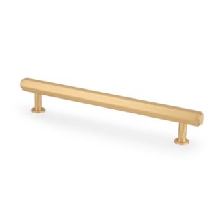 Alexander & Wilks AW830-160-SB Vesper Hex T Bar Cabinet Pull - Satin Brass 160mm C/C (LEAD TIME: 2-3 DAYS)