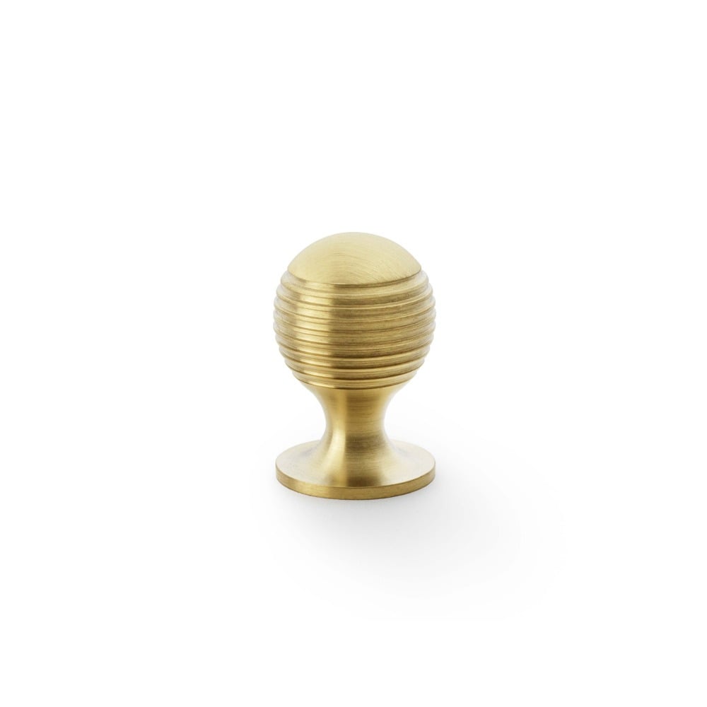 Alexander & Wilks AW832-25-SBPVD Caesar Cupboard Knob On Round Rose - Satin Brass PVD 25mm (LEAD TIME: 2-3 DAYS)