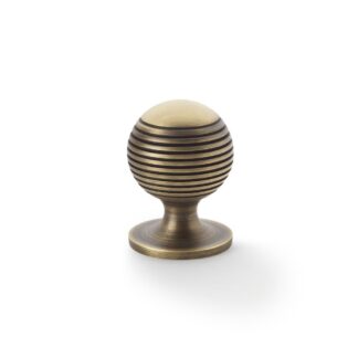 Alexander & Wilks AW832-32-AB Caesar Cupboard Knob On Round Rose - Antique Brass 32mm (LEAD TIME: 2-3 DAYS)