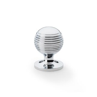 Alexander & Wilks AW832-32-PC Caesar Cupboard Knob On Round Rose - Polished Chrome 32mm (LEAD TIME: 2-3 DAYS)