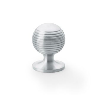 Alexander & Wilks AW832-32-SC Caesar Cupboard Knob On Round Rose - Satin Chrome 32mm (LEAD TIME: 2-3 DAYS)