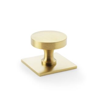 Alexander & Wilks AW835-38-SBPVD Bullion Cupboard Knob On Square Backplate - Satin Brass PVD (LEAD TIME: 2-3 DAYS)