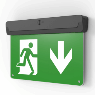 CQR BL/310/M/BK/865/I LED Emergency Blade Exit Sign c/w Arrow Down Legend - Black (LEAD TIME: 2-3 DAYS)