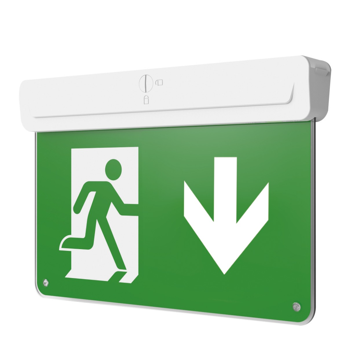 CQR BL/310/M/WH/865/I LED Emergency Blade Exit Sign c/w Arrow Down Legend - White (LEAD TIME: 2-3 DAYS)