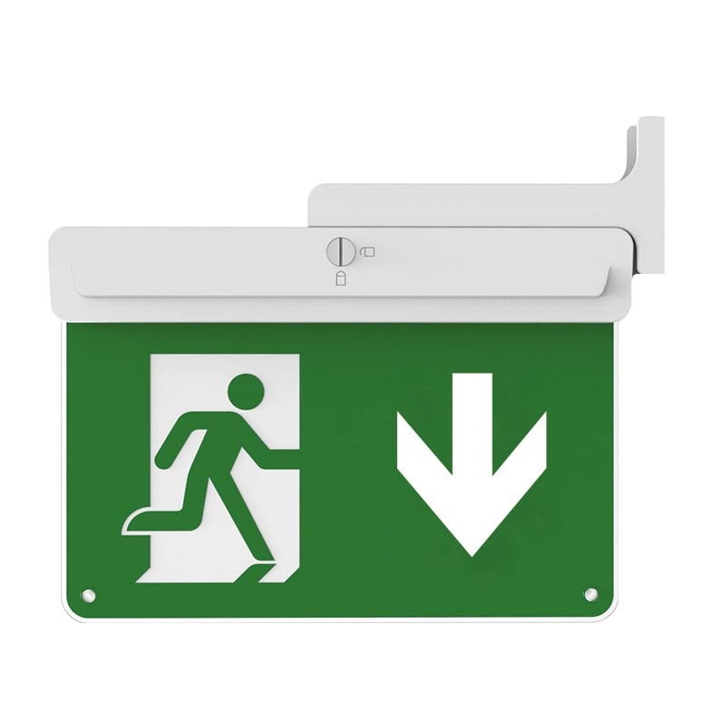 CQR BL/310/ST/WH/865/I LED Emergency Blade Exit Sign -SELF-TEST- c/w Arrow Down Legend (LEAD TIME: 2-3 DAYS) - Image 2