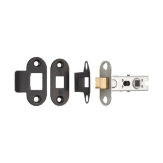 Eurospec BTL25MB/R 64mm Ce B/T Tubular Mortice Latch Radius - Matt Black (LEAD TIME: 2-3 DAYS)