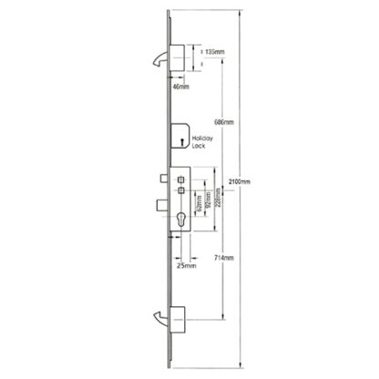 Fullex Crimebeater Latch 3 Deadbolts Flat 44mm White Faceplate Double Spindle Multipoint Door Lock - Holiday Lock - Image 2