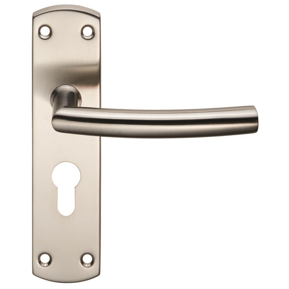 Eurospec CSLP1167E/SSS Steelworx Residential Arched Lever On Euro Lock Backplate (LEAD TIME: 2-3 DAYS)