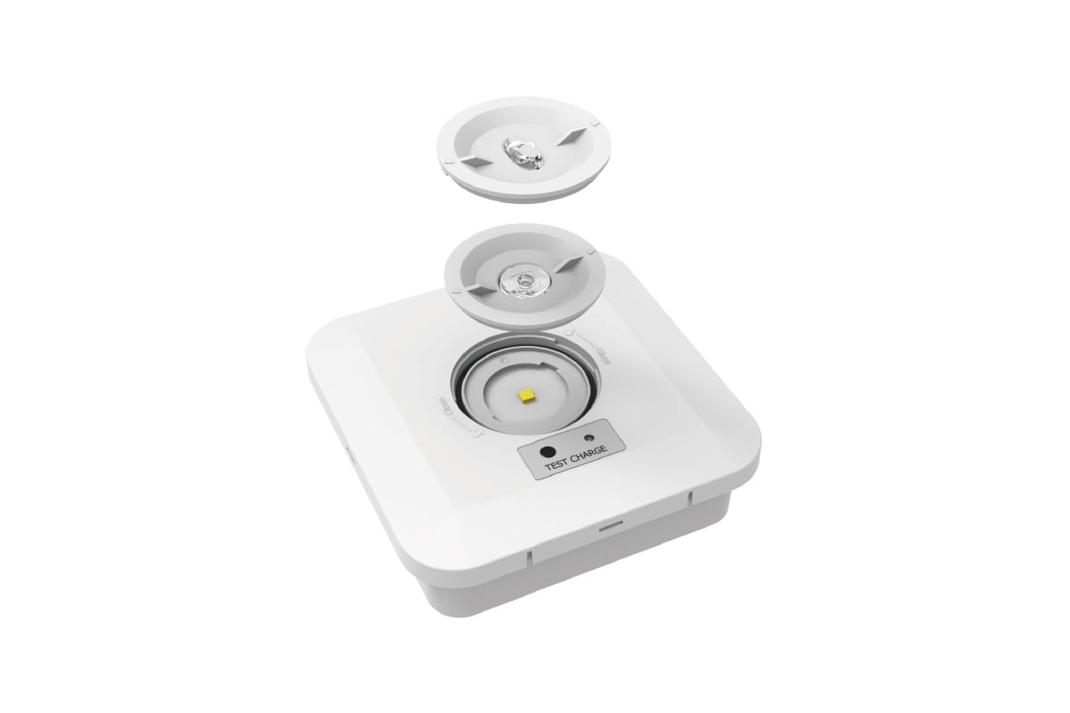 CQR ES/2/ST/WH/865 SELF TEST - Escape Surface EM Downlight c/w 2 lens, IP65 (LEAD TIME: 2-3 DAYS)