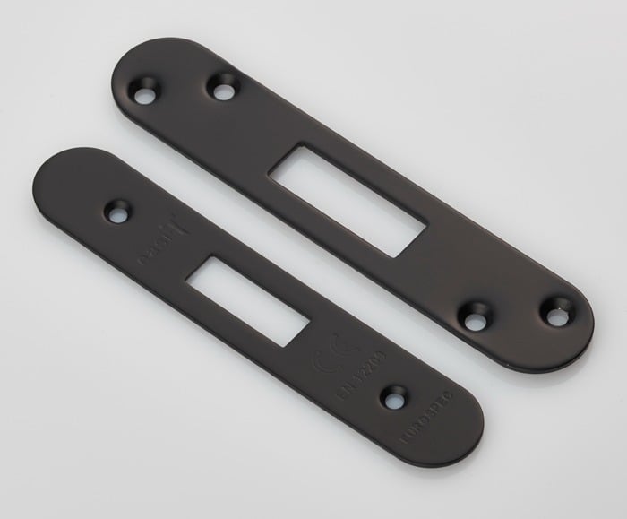 EuroSpec FSF5007MB/R Forend Strike & Fixing Pack to Suit Architectural Deadlocks (EDS/LDS) Radius (LEAD TIME: 2-3 DAYS)