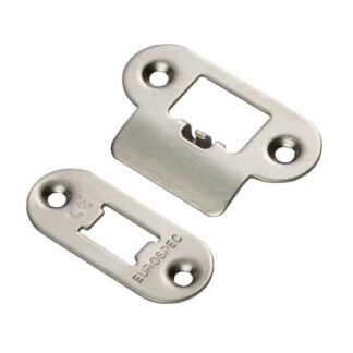 Eurospec FSF5009SSS/R Forend Strike & Fixing Pack To Suit Heavy Duty Tubular Latch - Satin Stainless Steel Radius Forend (LEAD TIME: 2-3 DAYS)