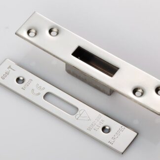 Eurospec FSF5012BSS Easi-T Forend Strikes & Fixing Pack To Suit BS 5-Lever Deadlock - Bright Stainless Steel Square Forend (LEAD TIME: 2-3 DAYS)