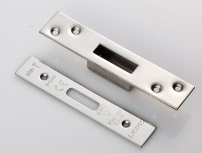 Eurospec FSF5012BSS Easi-T Forend Strikes & Fixing Pack To Suit BS 5-Lever Deadlock - Bright Stainless Steel Square Forend (LEAD TIME: 2-3 DAYS)