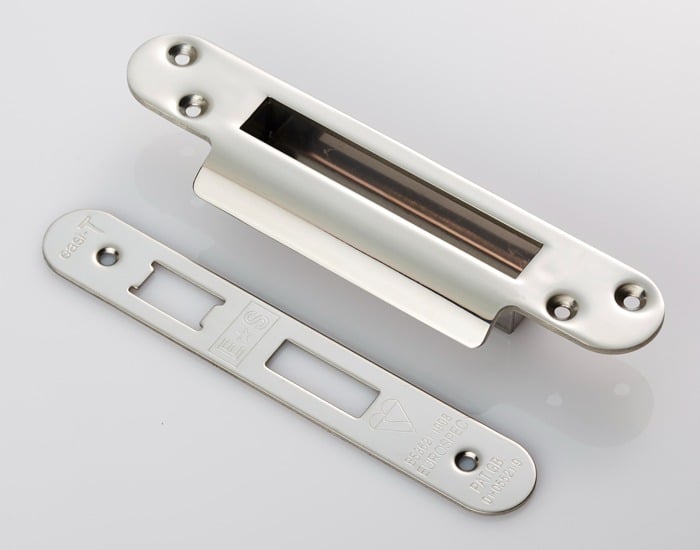 Eurospec FSF5013BSS/R Easi-T Forend Strike & FIxing Pack To Suit BS 5-Lever Sashlock - Bright Stainless Steel Radius Forend (LEAD TIME: 2-3 DAYS)