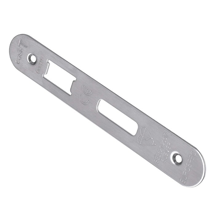 Eurospec FSF5013SSS/R Easi-T Forend Strike & FIxing Pack To Suit BS 5-Lever Sashlock - Satin Stainless Steel Radius Forend (LEAD TIME: 2-3 DAYS)
