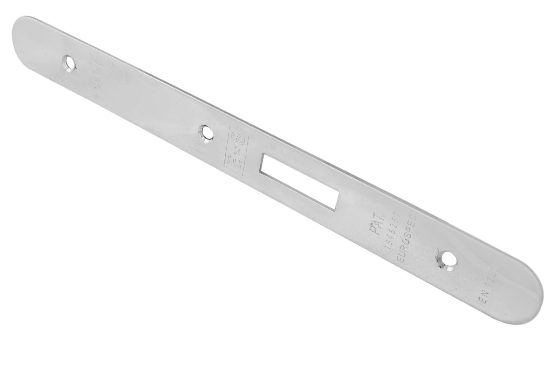 Eurospec FSF5015BSS/R Forend Strike & Fixing Pack To Suit Din Euro Deadlock - Bright Stainless Steel Radius Forend (LEAD TIME: 2-3 DAYS)