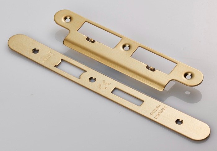 EuroSpec FSF5017SB/R Forend Strike and Fixing Pack to Suit Din Euro Sash/Bathroom Lock (Security) Radius (LEAD TIME: 2-3 DAYS)