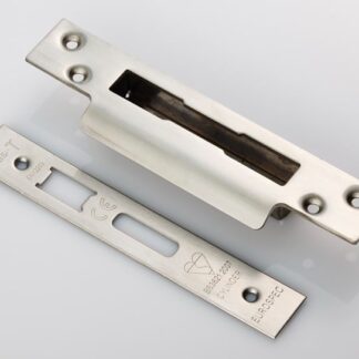 Eurospec FSF5020SSS Easi-T Forend Strikes & Fixing Pack To Suit BS Cylinder Sashlock - Satin Stainless Steel Square Forend (LEAD TIME: 2-3 DAYS)