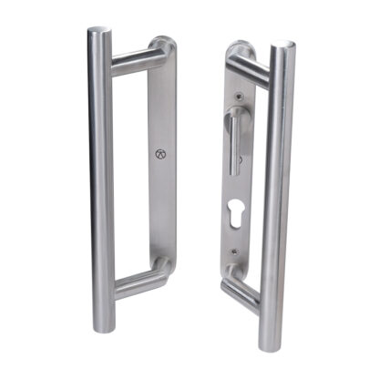 Coastal Group KM950B BLU Patio Sliding Door Handles Back To Back Blank Plate & Euro Cut-Out with Lever (LEAD TIME: 2-3 DAYS) - Image 2