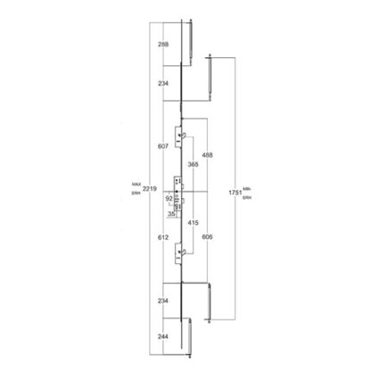 Lockmaster Latch Deadbolt 2 Hooks 2 Rollers Lift Lever or Double Spindle Multipoint Door Lock (top hook to spindle = 365mm) - Image 2