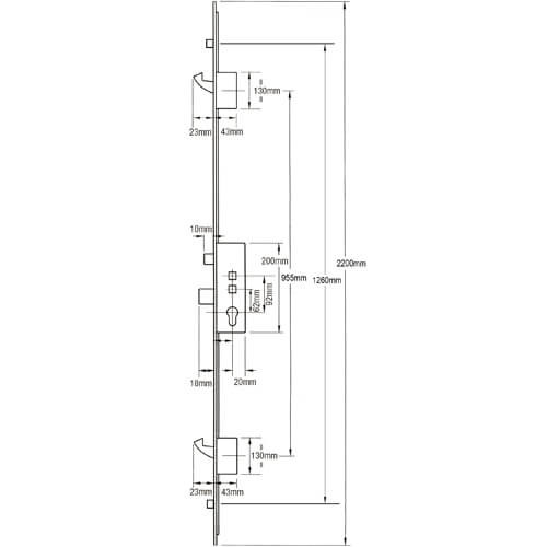 Roto MVD500 Latch Deadbolt 2 Mushrooms 2 Hooks Double Spindle Multipoint Door Lock - Image 7