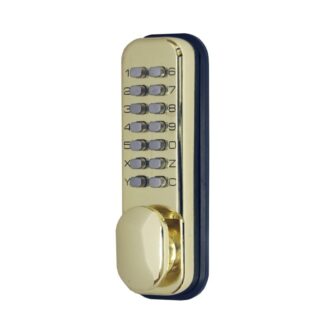 CQR SBL310/B Push Button Lock | Traditional Code | Knob | Brass Plated | 3 - 7 Digits | Hold Back (LEAD TIME: 2-3 DAYS)
