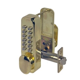 CQR SBL315/B Push Button Lock | Easy Code | Knob | Brass Plated | 1 - 11 Digits | Hold Back (LEAD TIME: 2-3 DAYS)
