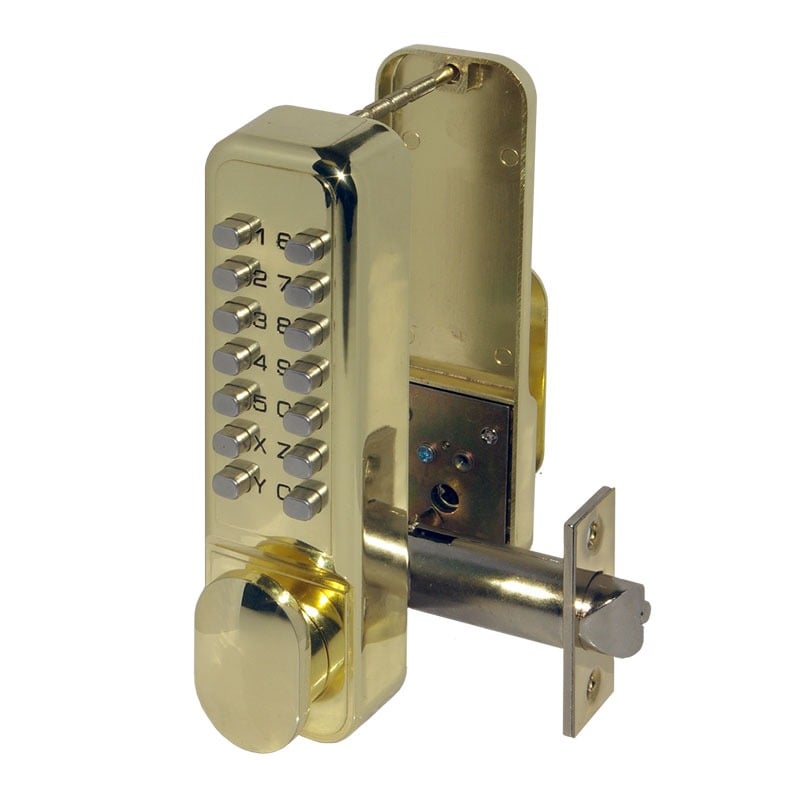 CQR SBL320/B Push Button Lock | Easy Code | Knob | Brass Plated | 1 - 13 Digits | Hold Back (LEAD TIME: 2-3 DAYS)