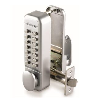 CQR SBL320/S Push Button Lock | Easy Code | Knob | Satin Chrome | 1 - 13 Digits | Hold Back (LEAD TIME: 2-3 DAYS)