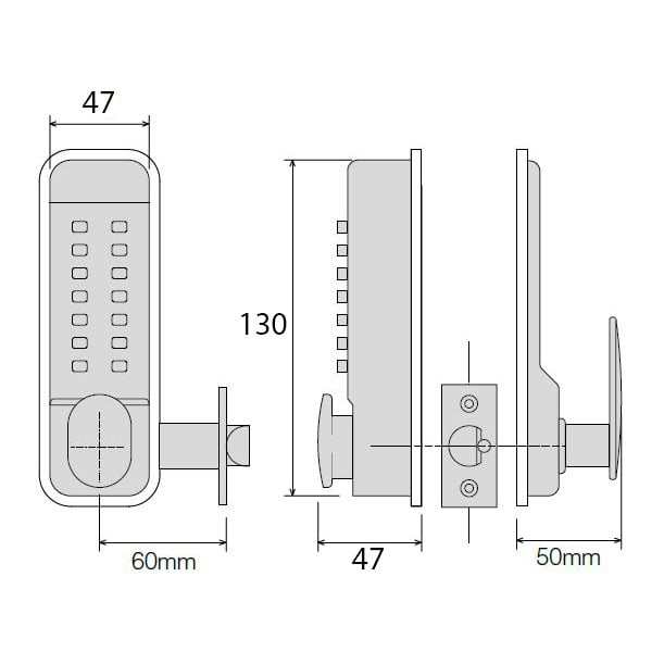 CQR SBL325/B Push Button Lock | Easy Code | Knob | Brass Plated | 1 - 9 Digits (LEAD TIME: 2-3 DAYS) - Image 2