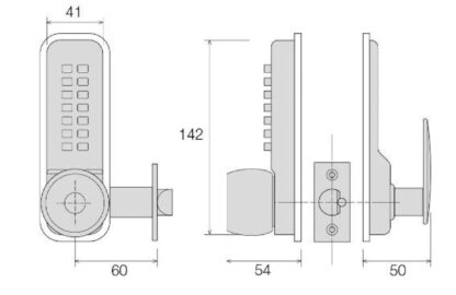 CQR SBL350/S Push Button Lock | Traditional Code | Knob | Satin Chrome | 3 - 7 Digits | With Key Override (LEAD TIME: 2-3 DAYS) - Image 2